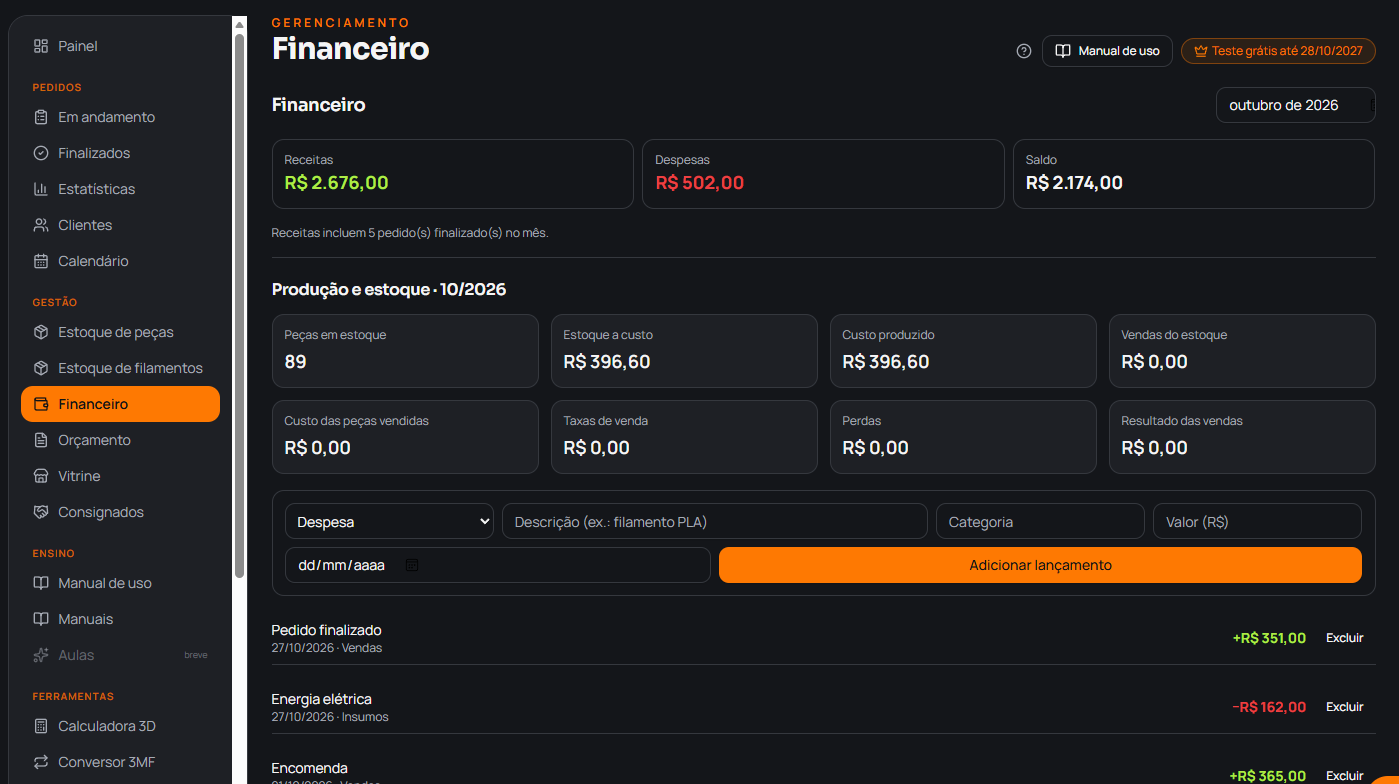 Financeiro organizado